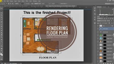 How To Render Floor Plan Using Photoshop Youtube