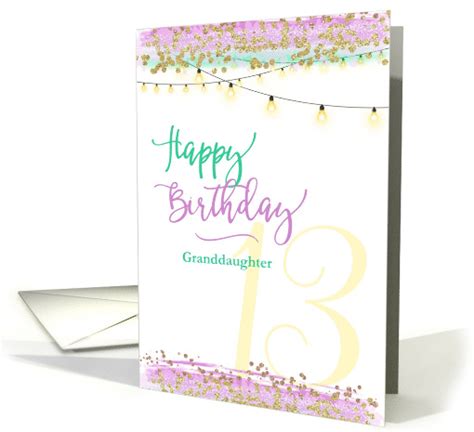 Examples include funny messages, inspiring birthday wishes, and poems about turning 13. Happy 13th Birthday Granddaughter Modern Watercolor card (1630282)