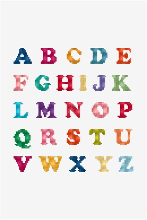 With over 30 cross stitch alphabet sets, its easy to find the perfect one to personalize your cross stitch pieces. Bright Alphabet Cross Stitch - pattern - Free cross stitch ...