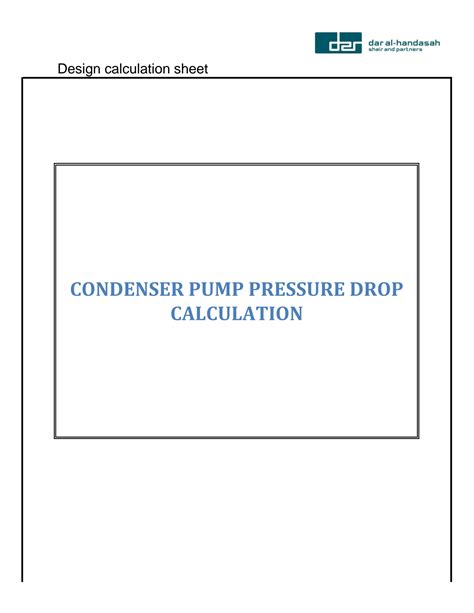 Solution Pump Head Calculation Condensing Side Studypool