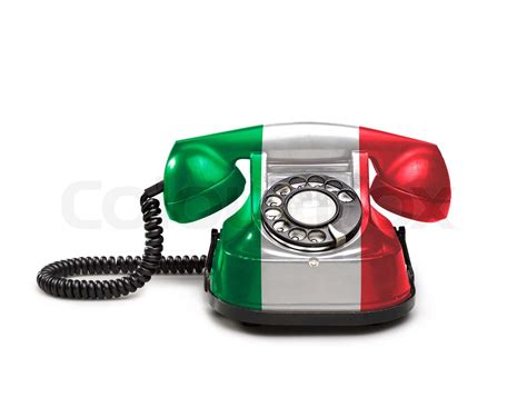 Office Old And Vintage Telephone With The Italy Flag Stock Image