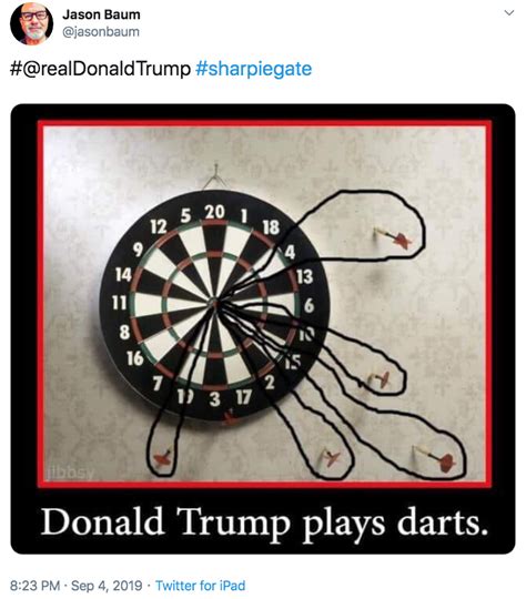 Trump Plays Darts Donald Trumps Hurricane Dorian Map Sharpie Edit