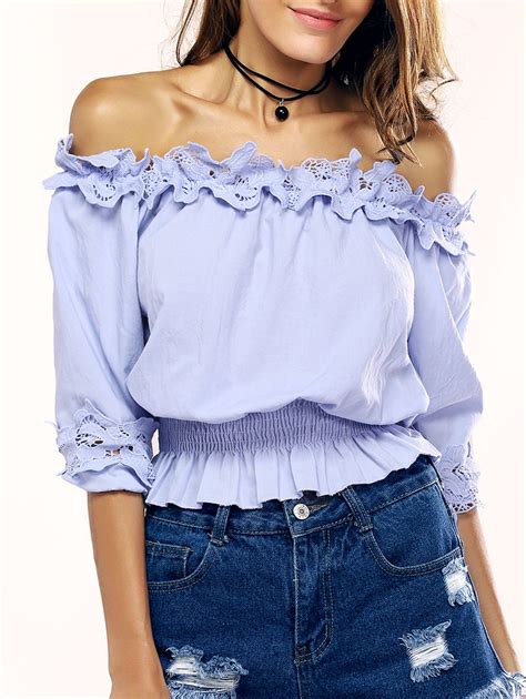 OFF Graceful Off The Shoulder Ruffled Blouse For Women Rosegal