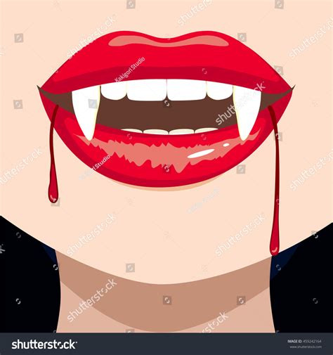 Close Female Vampire Bloody Mouth Showing Stock Vector 459242164