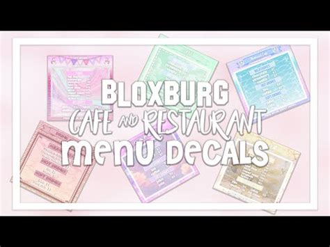 Pin on roblox music ids. Bloxburg Menu Decals Decal ID Codes [Cafe & Restaurants ...