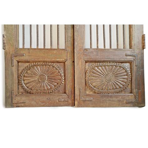 Vintage Jali Iron And Wood Gates A Pair Chairish