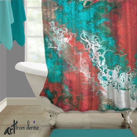I found the coral sixlets and teal gum balls at joann's. Aqua, white, coral and teal shower curtain, Abstract ...