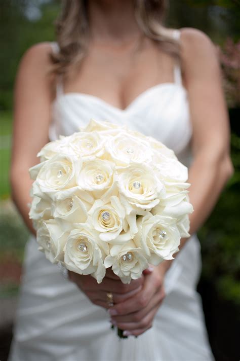 Gray and white white wedding bouquets bling. Pin by Emily Street on Rosen Wedding | White rose wedding ...