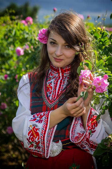 A Beautiful Bulgarian Girl Traditional Outfits Folk Dresses