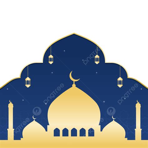 Dekorasi Ramadhan Dengan Ornamen Islami Dan Masjid Emas Vektor Masjid