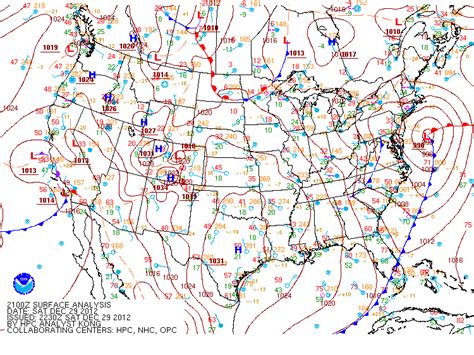 Snow And Ice Storm December 29 2012 National Surface Weather Maps