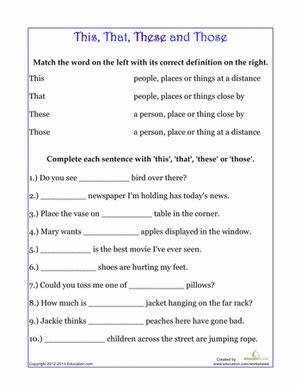 demonstrative pronouns worksheet educationcom pronoun worksheets