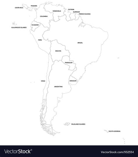 Outline Map Of The Countries Of South America Vector By Rheyes Image
