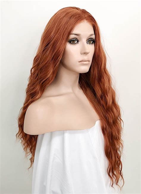 Light Auburn Wavy Lace Front Synthetic Wig Lf3120 Wig Is Fashion