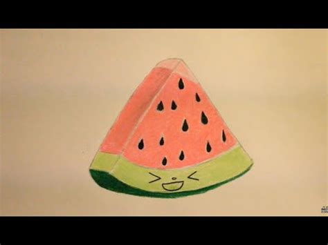 Kawaii Food - How to Draw Food - Watermelon - Popular Cartoon Drawing