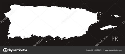 Mapa De Puerto Rico En Blanco Puerto Rico Mapa Blanco Y Negro