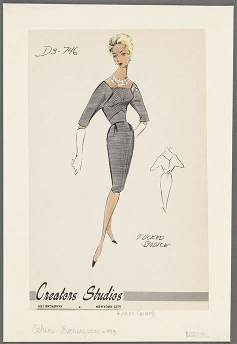 Beautiful Vintage Dress Sketch From The 60s From The New York Public