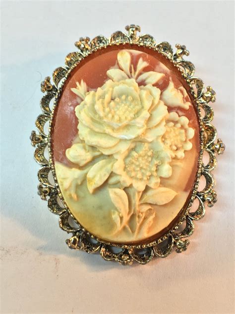 Cameo Brooch Vintage Costume Jewelry Pin Mid Century Fashion Etsy