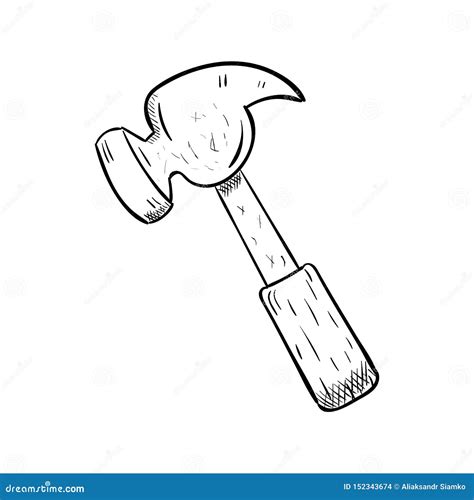 Handdrawn Hammer Doodle Icon Hand Drawn Black Sketch Sign Cartoon