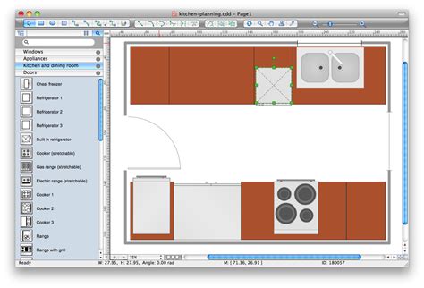 With draw.io you have the possibility to either create your own floor plans from scratch with the shape library or to use a premade floor plan template. Kitchen Planning Software