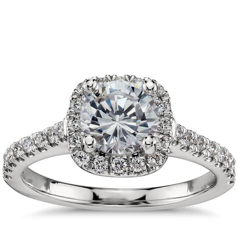 Cushion Halo Diamond Engagement Ring In Platinum 13 Ct Tw Blue Nile