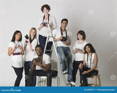Multiethnic Group Of People With Cameras Stock Image Image Of Group