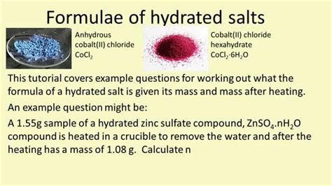 Formulae Of Hydrated Salts Youtube