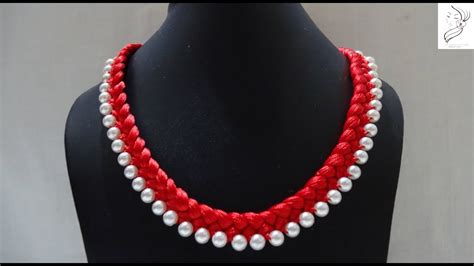 In these woven necklace patterns, i combine pearl beads and brass chains by weaving the nylon thread. How to make silk thread necklace//pearl necklace - YouTube