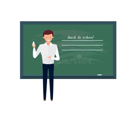 Male Teacher Standing At The Blackboard Stock Vector Illustration Of