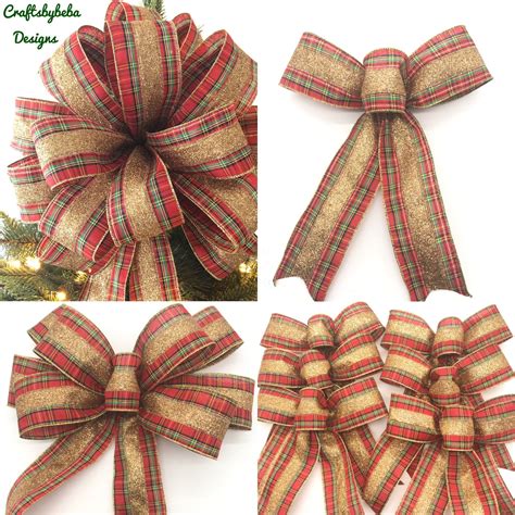 Christmas Plaid Bows Set Of 8 Bows Christmas Decorative Etsy