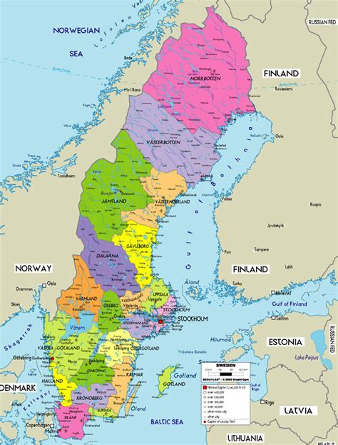 Large Political Map Of Sweden