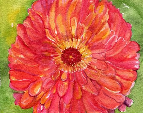 Zinnia Watercolors Paintings Original Square Floral Wall Art Etsy