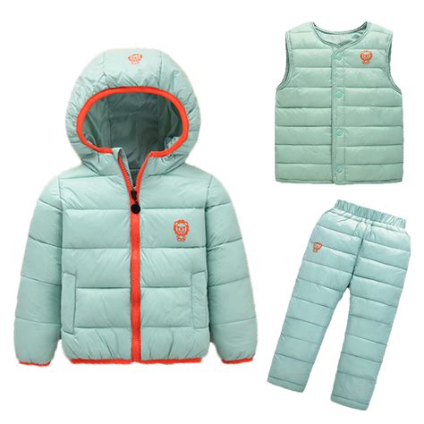 New The Childrens Autumn Winter Cotton Padded Jacket Three Piece Suit