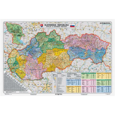 Each kraj consists of okresy (counties or districts). Mapa Slovensko-Kraje a územné obvody Stiefel - Lamitec