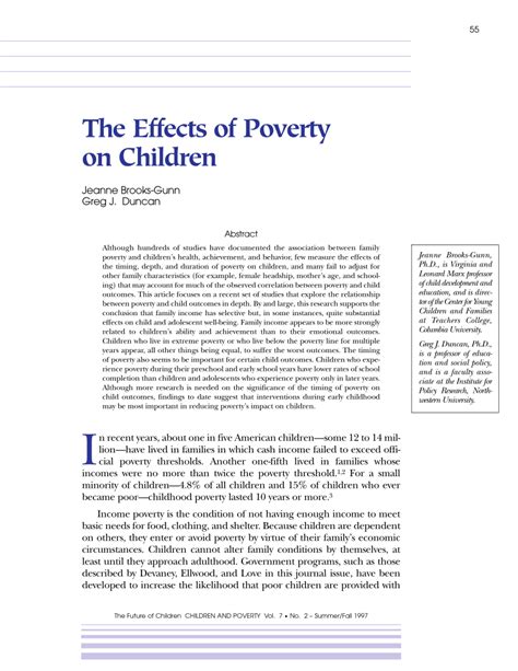 Pdf The Effects Of Poverty On Children