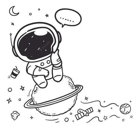 Premium Vector Doodle Astronaut Is Daydreaming In The Sky