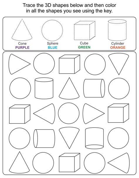 31 Kindergarten 3 D Shapes Worksheets