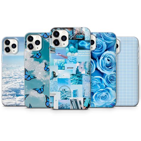 Baby Blue Phone Case Aesthetic Cover Fit For Iphone 12 7 X Etsy