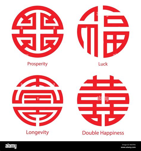 China Traditional Auspicious Symbols Luck Longevity Prosperity And