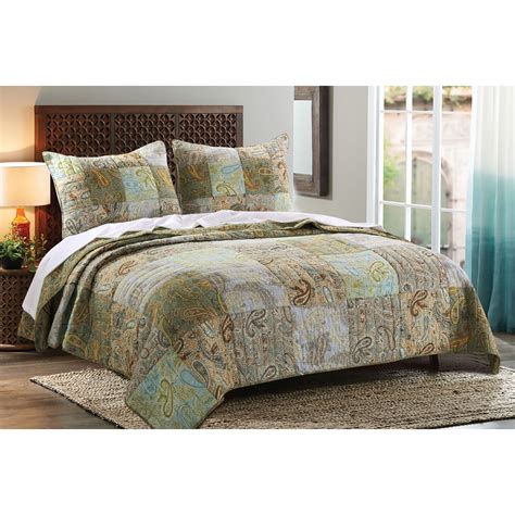 100% cotton bedding yellow flowers and green leaves floral garden pattern printed bedding set. Greenland Home Fashions Paisley Dream Authentic Patchwork ...