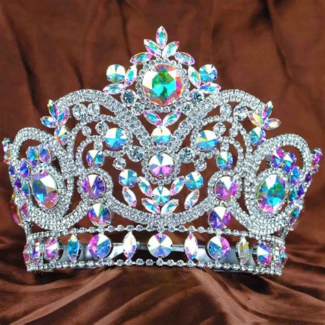 new women tiara handmade crown colorful crystal rhinestones bridal wedding hairwear princess