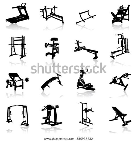 Gym Equipment Icon Set Illustration Stock Vector Royalty Free 385935232