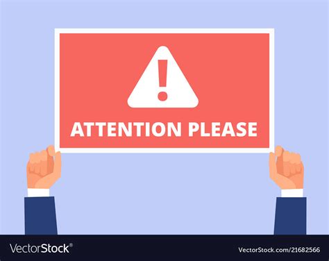Attention Please Hands Hold Information Banner Vector Image