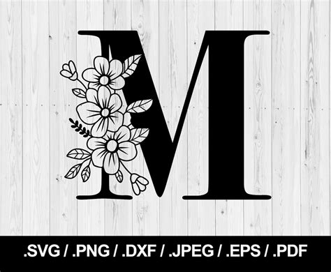 Flower Letter M Floral Letter Svg Png Jpeg Eps Ai Pdf And Etsy Canada