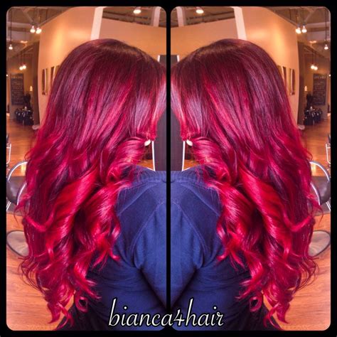 Bright Red Fire Engine Red Ombre Done On My Client Red Ombre Hair