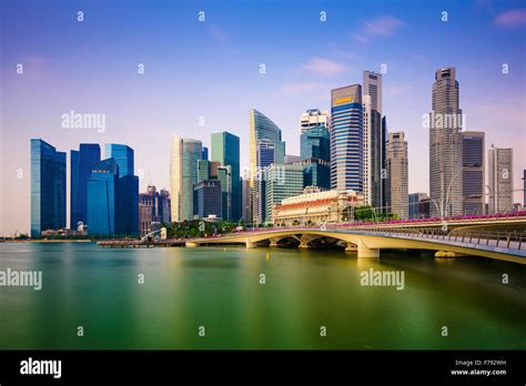 Singapore Skyline On Marina Bay Stock Photo Alamy