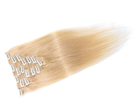 16 613 Light Blonde Remy Human Hair 16pcs Clips In Extensions 70g