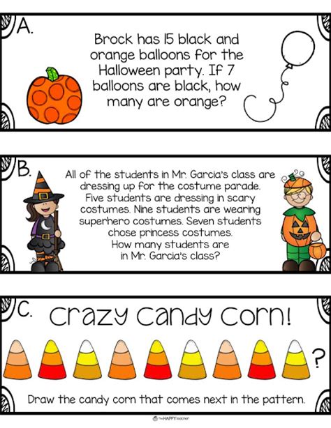 October Math Halloween Math Problems Thehappyteacher