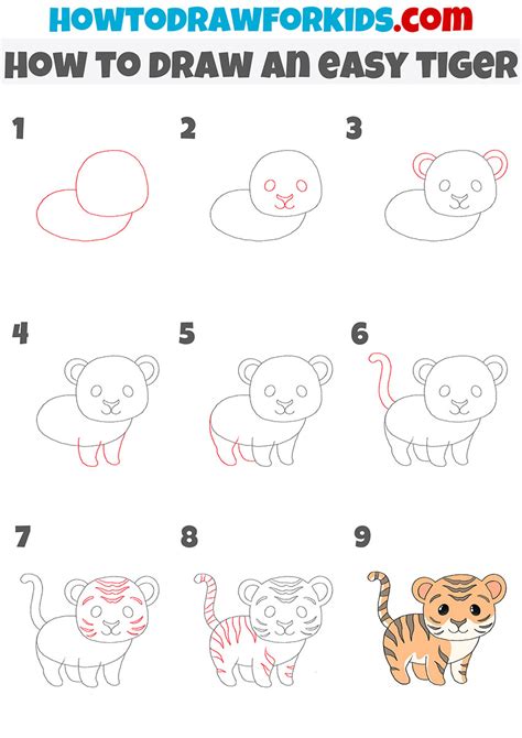 How To Draw An Easy Tiger Easy Drawing Tutorial For Kids