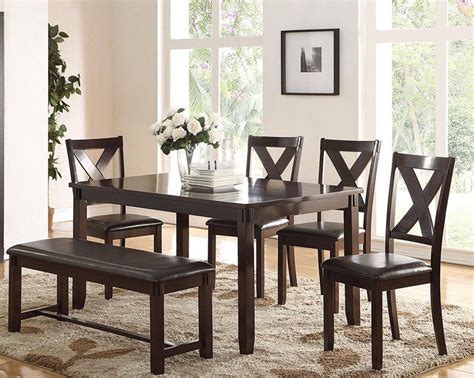 Buy Poundex F2297 6 Pcs Dining Set 6 Pcs In Dark Brown Wood Solid